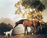 George Stubbs Bay Horse and White Dog painting